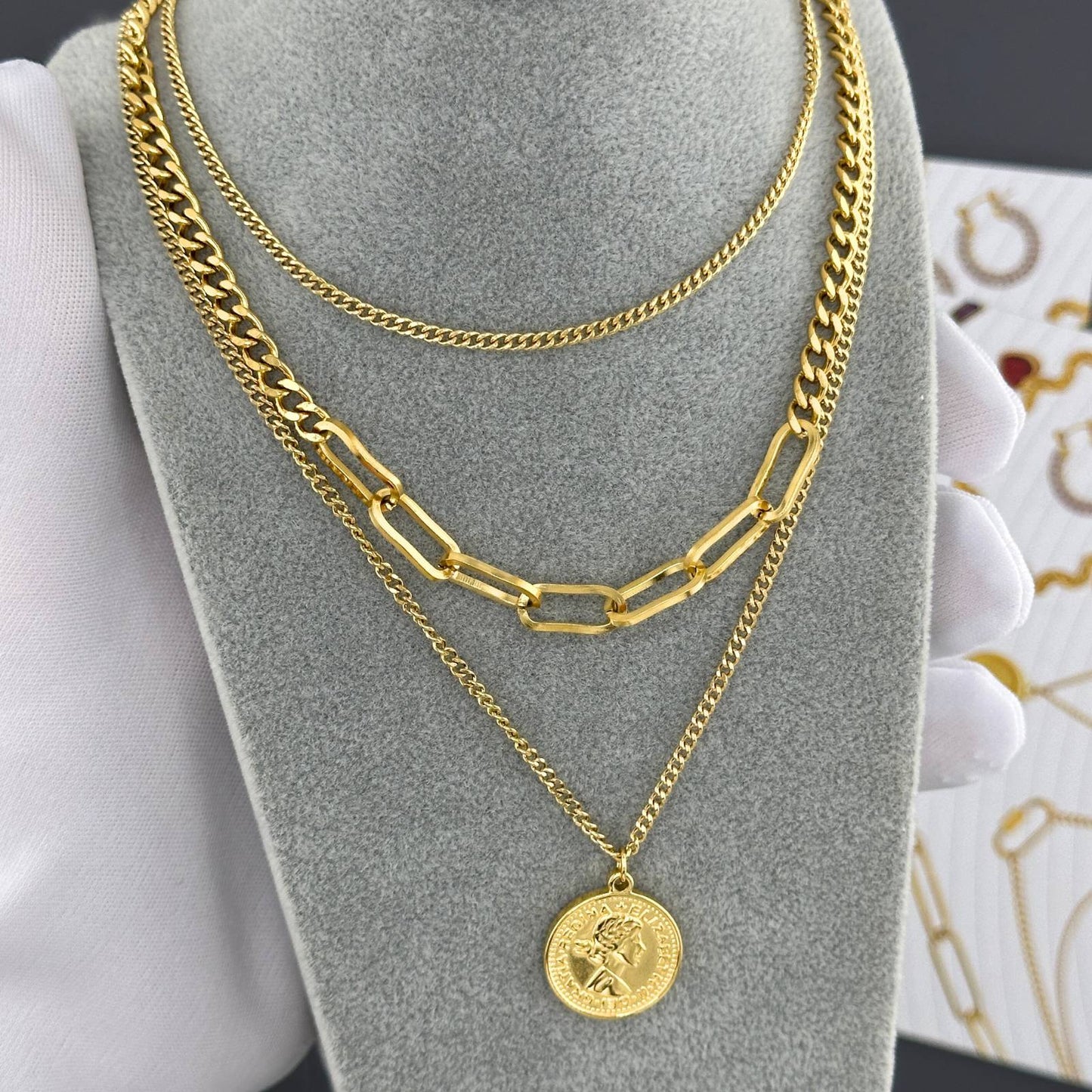 18K gold plated Stainless steel  Coin necklace, Intensity