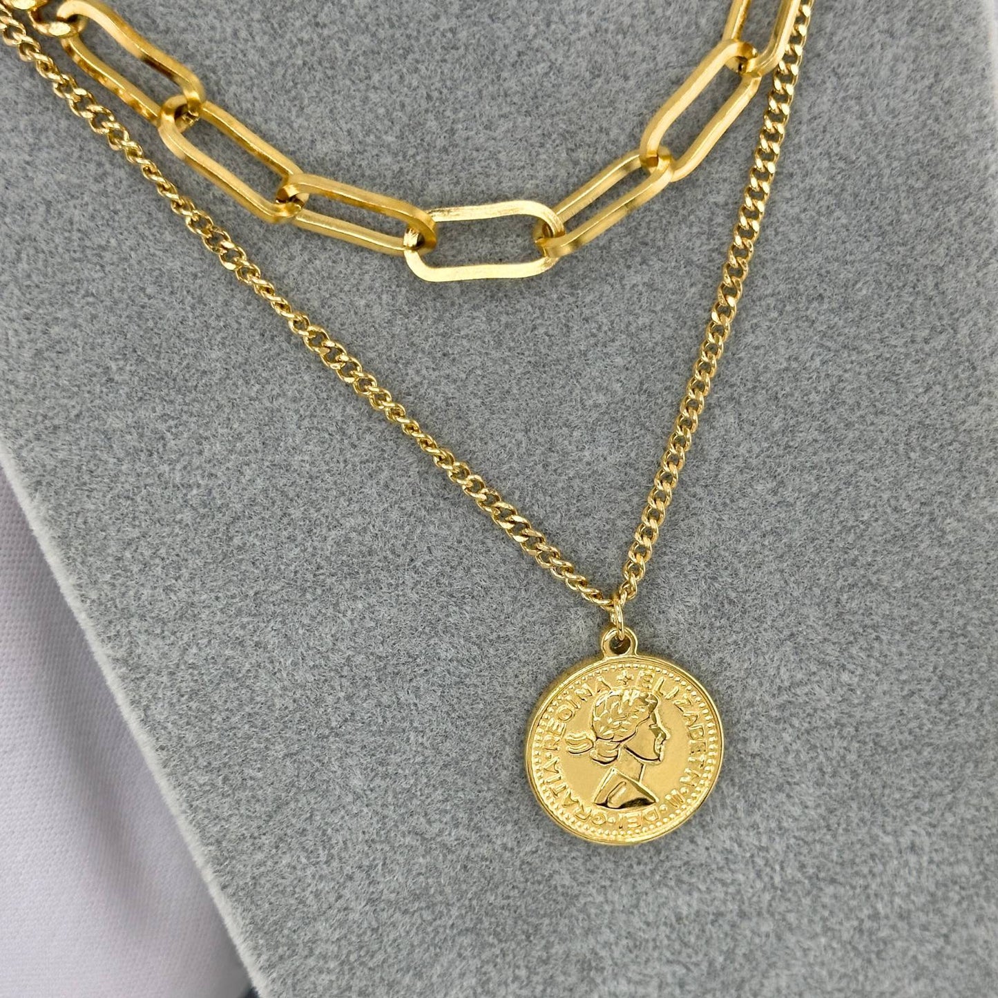 18K gold plated Stainless steel  Coin necklace, Intensity