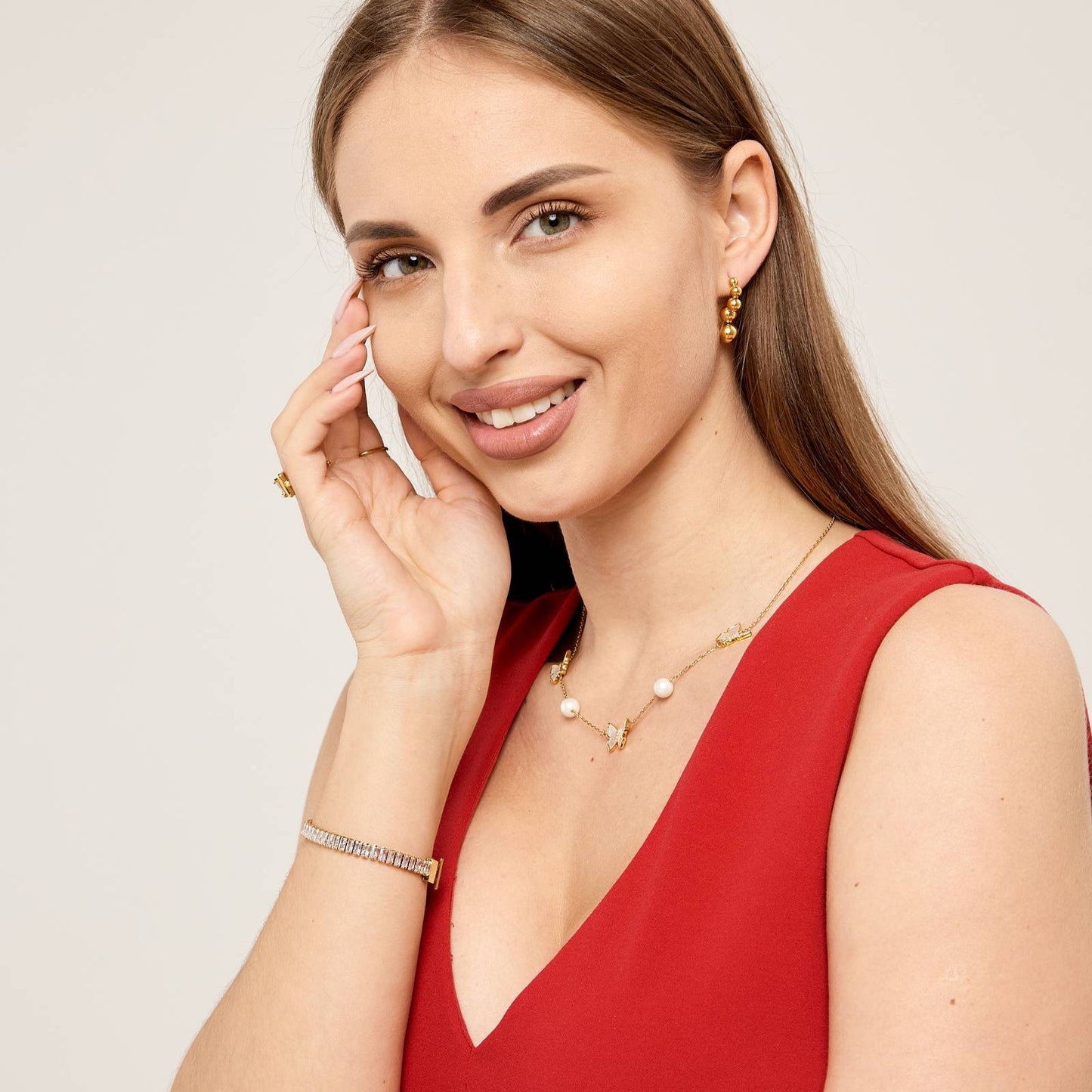 Butterflies Necklace, 18K Gold Plated Steel