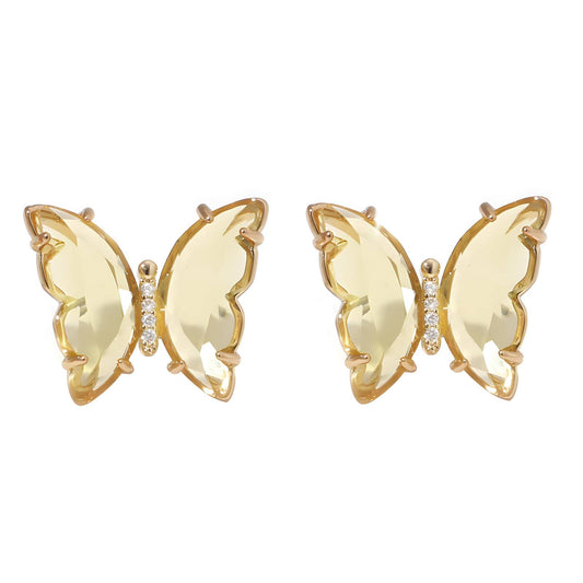 Butterflies Earrings, 18K Gold Plated Brass