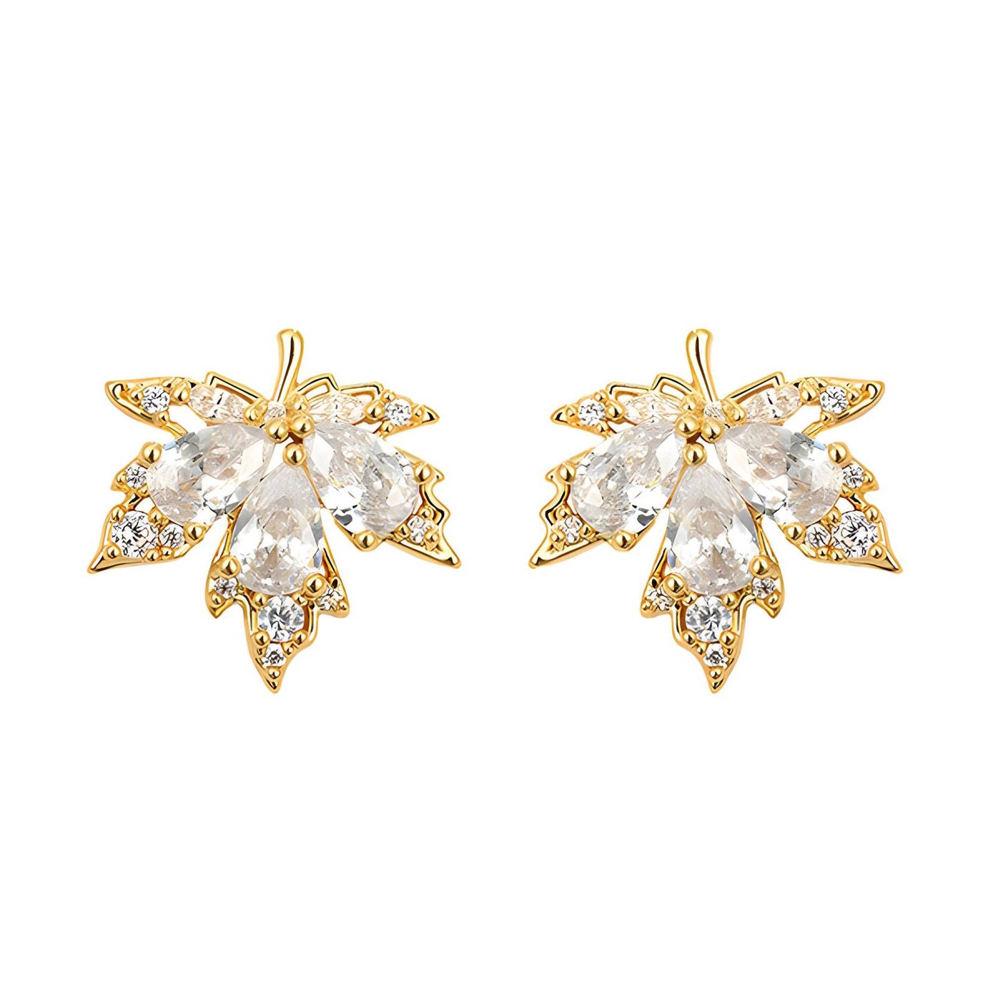 Leaves Earrings, 18K Gold Plated Brass