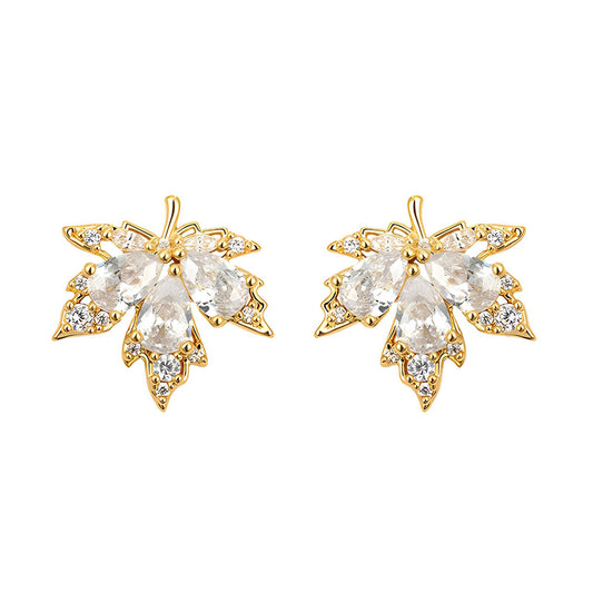 Leaves Earrings, 18K Gold Plated Brass