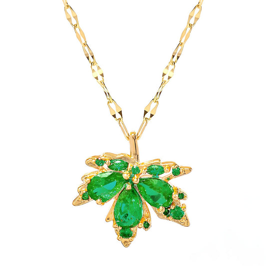 Leaves Necklace, 18K Gold Plated Steel